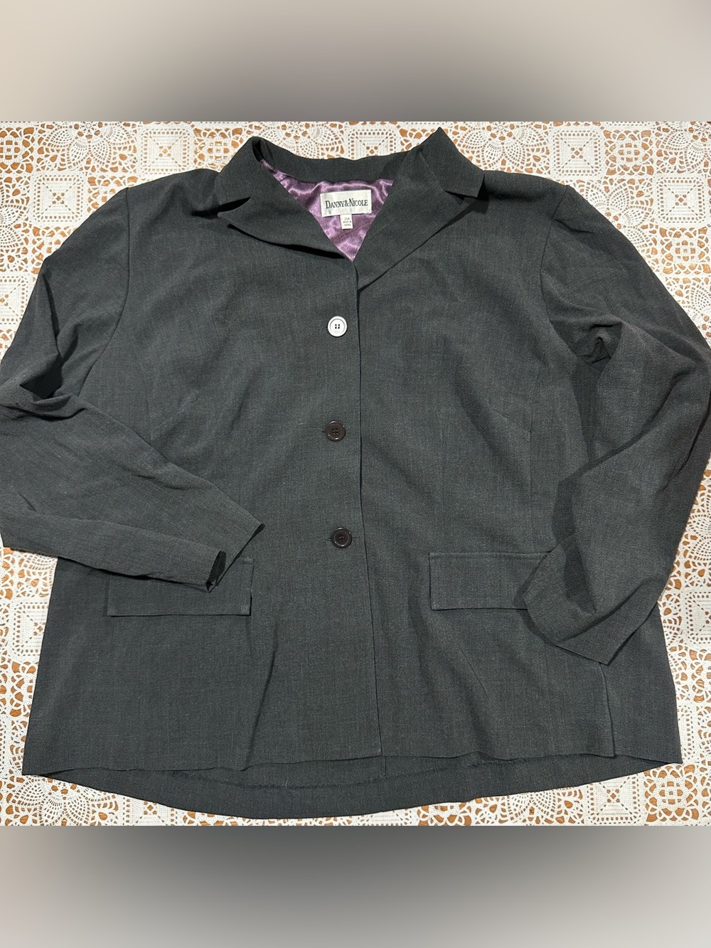 Danny & Nicole Gray Career Blazer Jacket Plus Size 24W Stretch